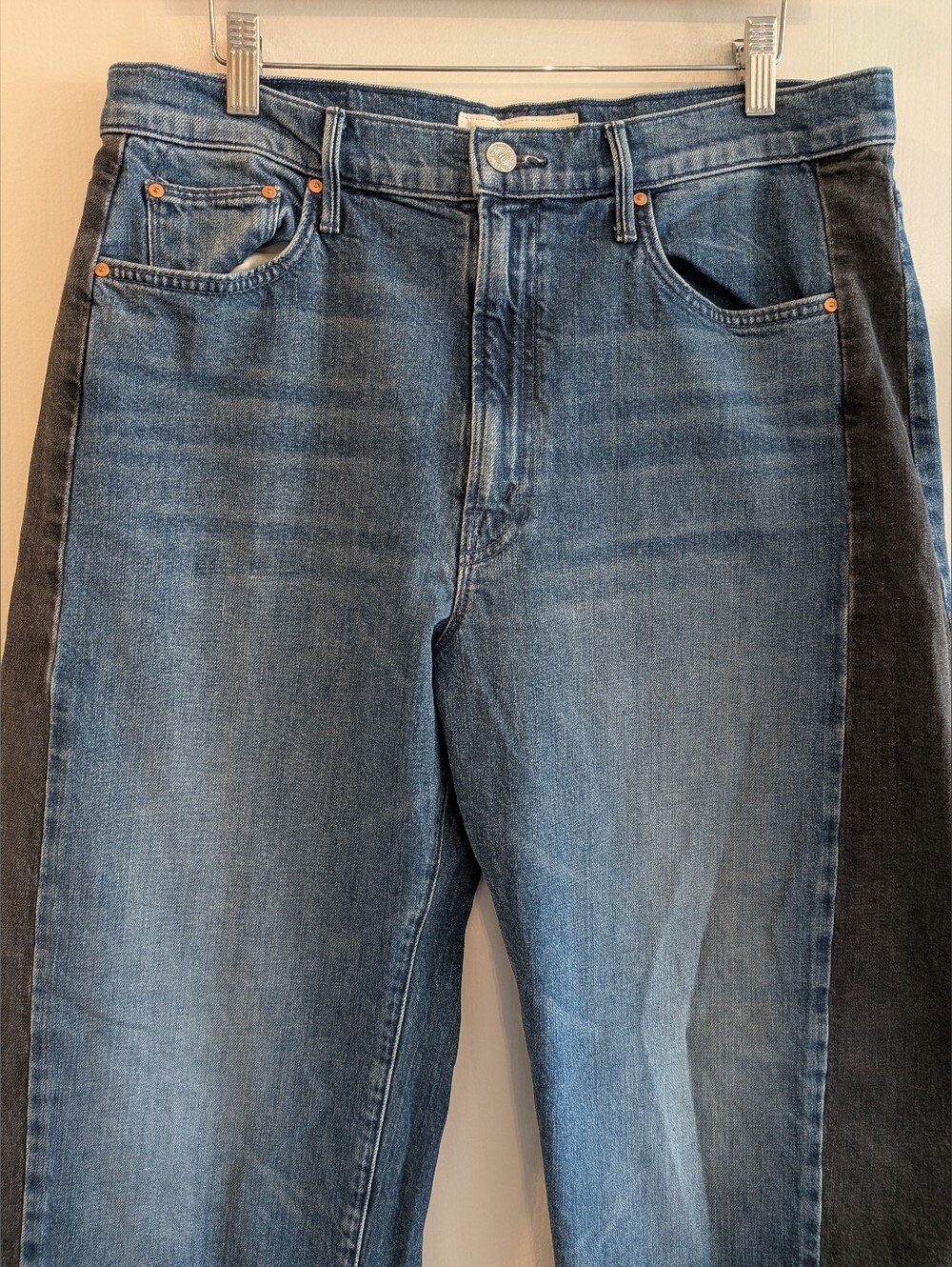 Mother Superior Half Pipe Flood Barrel Leg Jeans Black & Blue Denim Wash Size 31 - Picture 4 of 15